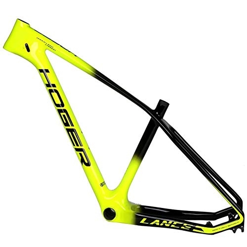 Mountain Bike Frames : LJHBC Bike Frames 27.5 Carbon fiber ultralight bicycle frame set Mountain bike frame With cup holder 15 / 17in (Color : Green B, Size : 15in)