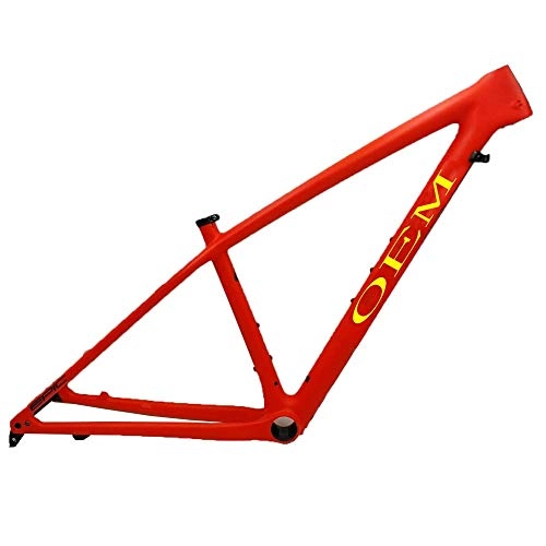 Mountain Bike Frames : LJHBC Bike Frames Super light red frame Carbon fiber T1000 Mountain bike frame Cycling Equipment Suitable for height above 165cm 27.5 / 29ER (Color : 27.5ER, Size : 17in)
