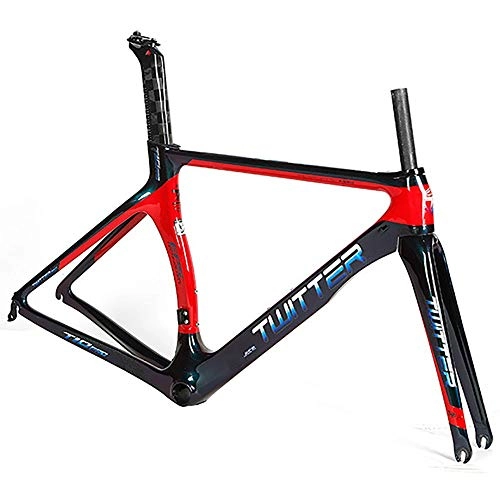 Mountain Bike Frames : Longjiahaiwei Mountain Bike Frame Carbon Fiber Frame Road Bike Frame Broken Wind Racing Carbon Frame Color Bright Color Standard Black Bicycle Frame (Color : Black, Size : One size)