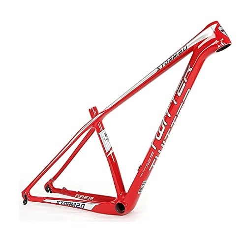 Mountain Bike Frames : MTB Carbon Frame 29er Mountain Bike Frame 15'' / 17'' / 19'' XC Trail Bicycle Frame Disc Brake Quick Release 135mm BB92 Routing Internal (Color : Red, Size : 17x29'')