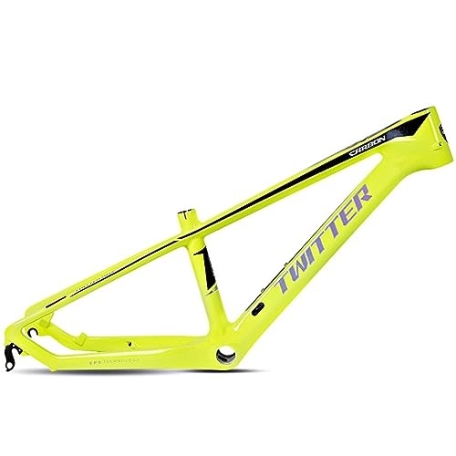 Mountain Bike Frames : MTB Frame 20er Hardtail Mountain Bike Frame 10.5'' Carbon Fiber Bicycle Frame Disc Brake QR 135mm BSA68 Routing Internal (Color : Fluorescent yellow)