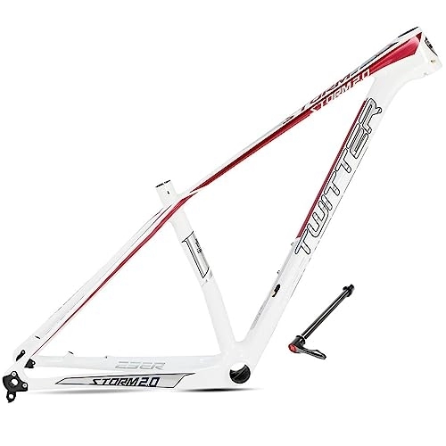 Mountain Bike Frames : MTB Frame 27.5er 29er Carbon Fiber Mountain Bike Frame 15'' / 17'' / 19'' XC Hardtail Mountain Bike FrameThru Axle 12 * 142mm Disc Brake Frame Internal Routing (Color : White red, Size : 27.5x15'')