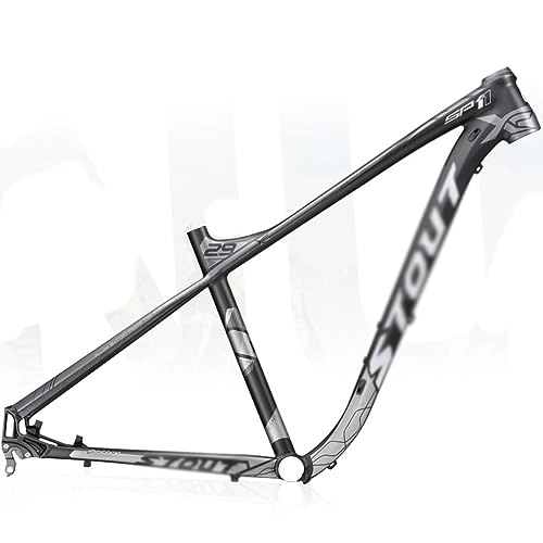 Mountain Bike Frames : MTB Frame 29er Aluminum Alloy Bicycle Frame 17'' BSA68 Routing Internal Disc Brake Frame QR 135mm (Color : Black gray, Size : 29x17'')