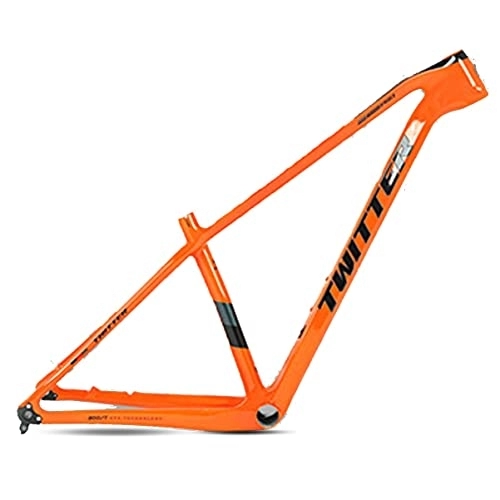 Mountain Bike Frames : MTB Frame 29er Mountain Bike Frame 15'' 17'' 19'' Carbon Fiber Disc Brake BB92 Routing Internal Thru Axle 12x148mm BOOST Bicycle Frame (Color : Orange, Size : 19x29'')