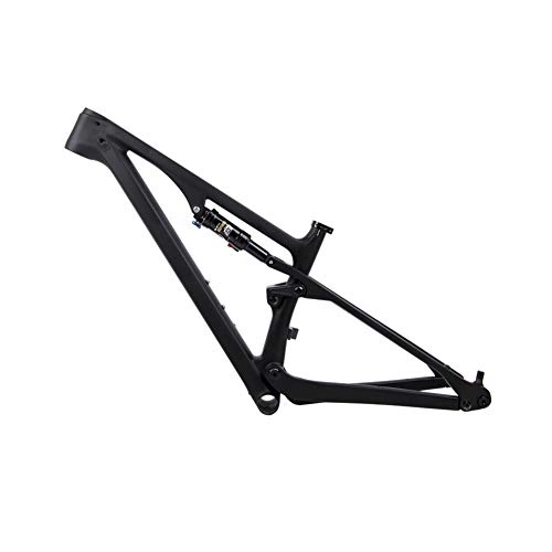 Mountain Bike Frames : N / C carbon fiber mountain bike frame, rear suspension, soft tail downhill off-road frame, suitable for touring racing competition, black