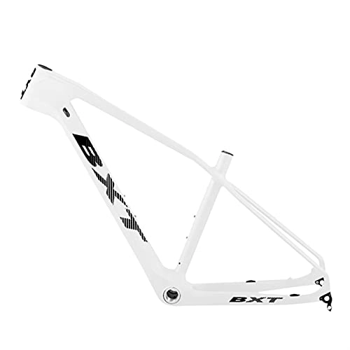 Mountain Bike Frames : PPCAK T800 Ultralight Carbon Fiber Mountian Bike Frame 27.5er BSA / PF30 MTB Bicycle Frame 160mm Disc Brake Bike Frames Clamp 37mm (Color : Full white, Size : 15.5 inch glossy BSA)