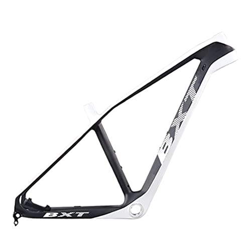 Mountain Bike Frames : PPCAK T800 Ultralight Carbon Fiber Mountian Bike Frame 27.5er BSA / PF30 MTB Bicycle Frame 160mm Disc Brake Bike Frames Clamp 37mm (Color : Half white, Size : 15.5 inch glossy BSA)