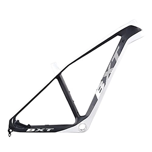 Mountain Bike Frames : PPCAK T800 Ultralight Carbon Fiber Mountian Bike Frame 27.5er BSA / PF30 MTB Bicycle Frame 160mm Disc Brake Bike Frames Clamp 37mm (Color : Half white, Size : 17 inch glossy BSA)
