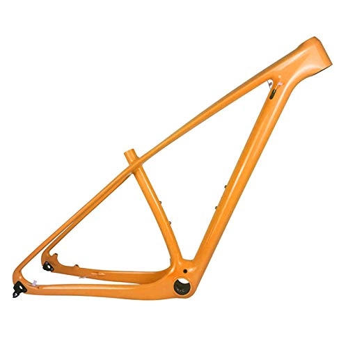 Mountain Bike Frames : PPLAS 29er MTB Carbon Bike Frame 135x9 QR or 142x12 Carbon Mountain Bike Frame MTB Bicycle Frame (Color : Orange Glossy, Size : 16 17 inch (165 180cm))