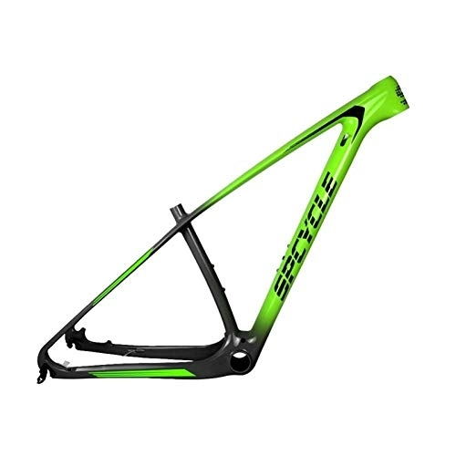 Mountain Bike Frames : PPLAS Carbon MTB Frame 29er Carbon Mountain Bike Frame New T1000 Carbon MTB Bicycle Frames PF30 15 / 17 / 19 / 21" (Color : Green, Size : 15inch)