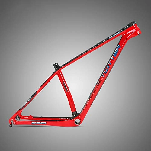 Mountain Bike Frames : Road Bike Bicycle Racing Frame Carbon Fiber Mountain Frame Mountain Cross-country Carbon Frame Bicycle Frame Accessories (Color : Red, Size : 29Inch)