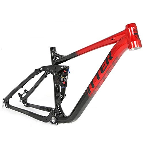 Mountain Bike Frames : SHUAIGUO Aluminum alloy soft tail mountain frame 27.5 / 29 inch four-link suspension frame double air chamber adjustable stroke, 17 inches