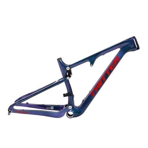 Mountain Bike Frames : Softtail Mountain Bike Frame Carbon Fiber 15'' / 17'' / 19'' / 21'' MTB Frame Full Suspension Boost Thru Axle 12*148mm Disc Brake XC Frame Internal Routing For 27.5 29er Wheels ( Color : Red , Size : 15'' )