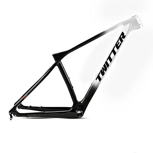 Mountain Bike Frames : TANGIST Cross Country Bicycle Frame 29 / 27.5in Carbon Fiber Bike Frames XC / MTB Cycling Frame Quick Release 135mm Internal Wiring Disc Brake (Color : White, Size : 15x29inch)