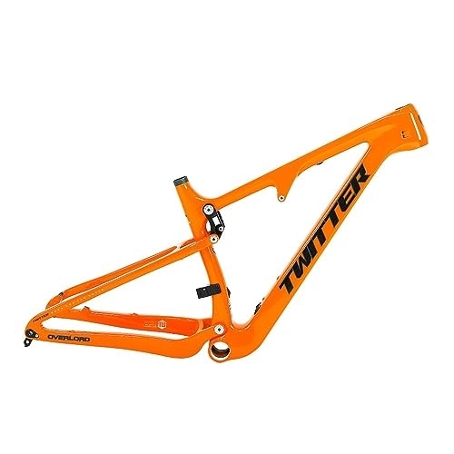 Mountain Bike Frames : TANGIST DH Bicycle Frame Full Carbon Fiber Softtail Bike Frame 27.5" / 29" Mountain Bicycle Frame Hidden Disc Brake Mounts Bike Frame (Color : Orange, Size : 15X27.5inch)