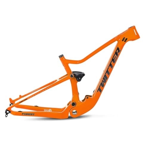 Mountain Bike Frames : TANGIST Softtail Mountain Bike Frames Carbon Fiber Bicycle Frame 120mm Of Frame Travel Internal Wiring Thru Axle 148mm Fit AM / XC Bicycle Frame (Color : Orange, Size : 17x27.5inch)