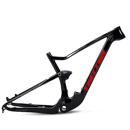 Mountain Bike Frames : TANGIST XC / AM / MTB Carbon Fiber Bicycle Softtail Frame 15 / 17 / 19in Mountain Bicycle Frames 27.5 / 29in Internal Wiring Frame Thru Axle 148mm BSA73 (Color : Black A, Size : 17x27.5inch)