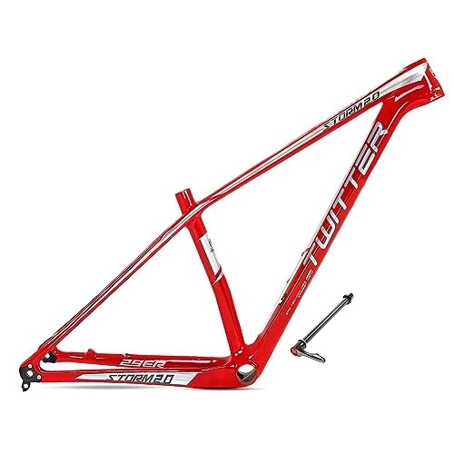 Mountain Bike Frames : TANGIST XC Cyclocross Bicycle Frame High Modulus Carbon Fiber MTB Bicycle Frames Hidden Disc Brake Seat EPS Technology Barrel Axle Version (Color : Red, Size : 19x29inch)