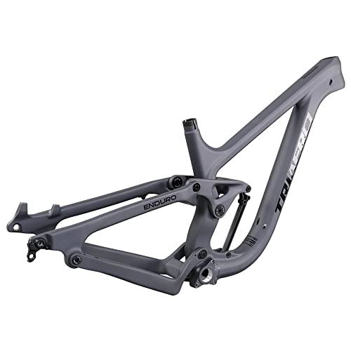 Mountain Bike Frames : TRIAERO P9 carbon fiber MTB 29er Enduro Frame L size Travel 130mm in Grey