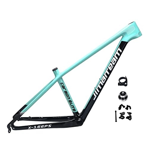 Mountain Bike Frames : WAMBAS Carbon MTB Frame 27.5er 29er Hardtail Mountain Bike Frame 15 / 17 / 19'' Disc Brake Frame Thru Axle 142mm QR 135mm Interchangeable, with Accessories (Color : Light Blue, Size : 29 * 19'')