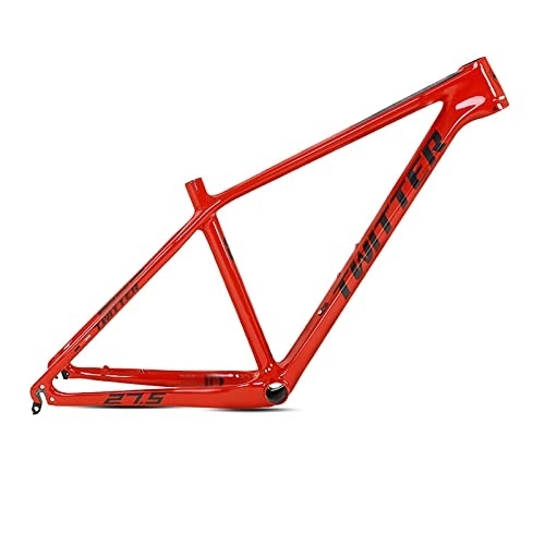 Mountain Bike Frames : wiedao Carbon Fiber Mountain Bike Frame, 27.5" Glossy Red Unibody Internal Cable Routing, Fixed Gear Frame Track Bike Carbon Frameset Variable Speed
