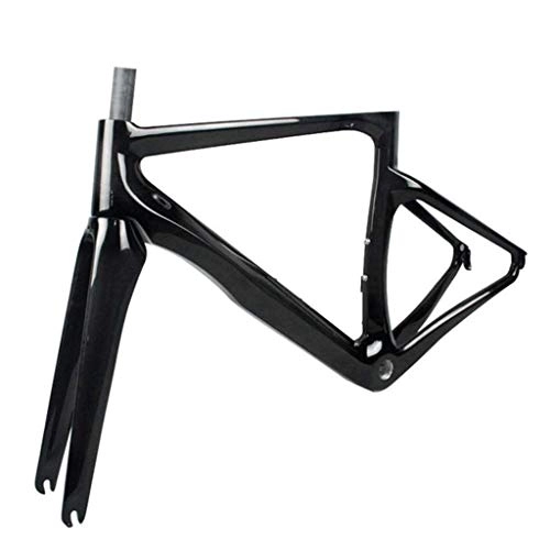 Mountain Bike Frames : Wz Bicycle Frame Full Carbon Fiber 700C Road Bike With Front Fork Wrist Set 3K Conical Head Tube (Size : S)
