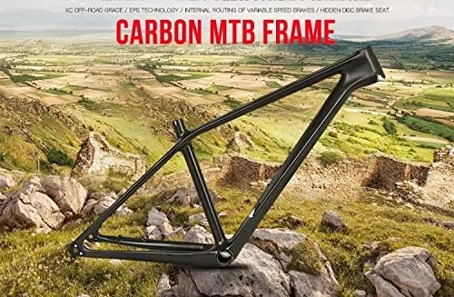 Mountain Bike Frames : Yiwangtong Trade no decals mountain bike carbon fiber frame (Barrel shaft, 29'')