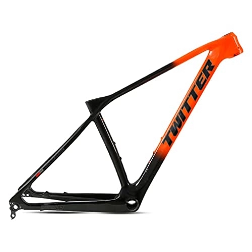 Mountain Bike Frames : YOJOLO Full Carbon MTB Frame 27.5er 29er Hardtail Mountain Bike Frame 15'' 17'' 19'' Disc Brake Bicycle Frame BB92 Tapered Headset Routing Internal Thru Axle 12X142mm (Color : Orange, Size : 29x19'')