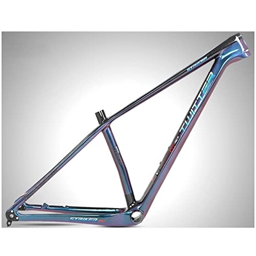 Mountain Bike Frames : YOJOLO Full Carbon MTB Frame 27.5er 29er XC Hardtail Mountain Bike Frame 15'' 17'' 19'' Discoloration BB92 Disc Brake Bicycle Frame Routing Internal Thru Axle 142x12mm (Color : Black, Size : 29x15'')