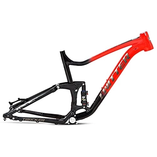 Mountain Bike Frames : YOJOLO Full Suspension Frame, 29ER 27.5ER Disc Brake Bicycle Frame Alu Alloy MTB Frame, Mountain Bike XC / AM Frame Travel 120mm Thru Axle 148mm Boost, With Rear Shock (Color : Red, Size : 27.5x17'')