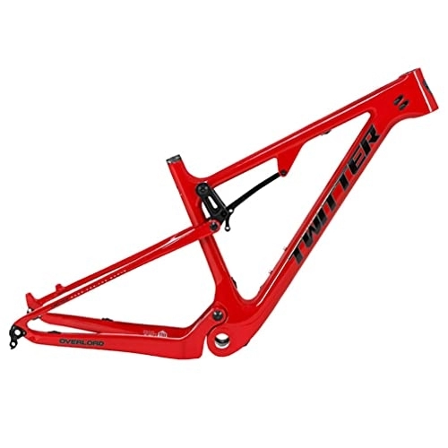 Mountain Bike Frames : YOJOLO Full Suspension Frame Carbon 27.5 / 29 Inch Soft Tail Mountain Bike Frame Travel 120mm Disc Brake XC / AM MTB Frame BSA73 Thru Axle 12x148mm Boost Bicycle Frame (Color : Red, Size : 29x19'')