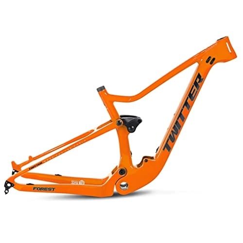 Mountain Bike Frames : YOJOLO Mountain Bike Suspension Frame 27.5 / 29er Carbon Soft Tail Bicycle Frame Travel 120mm Disc Brake Trail XC / AM MTB Frame Thru Axle 12x148mm Boost Frame BSA73 (Color : Orange, Size : 29x17'')