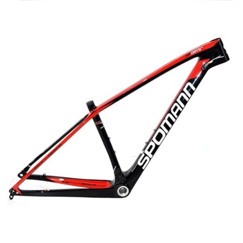 Mountain Bike Frames : ZFF 15'' / 17'' / 19'' MTB Frame Carbon Fiber 29 Mountain Bike Frame Thru Axle 12 * 142mm Disc Brake Internal Routing (Color : Black+red, Size : 19'')