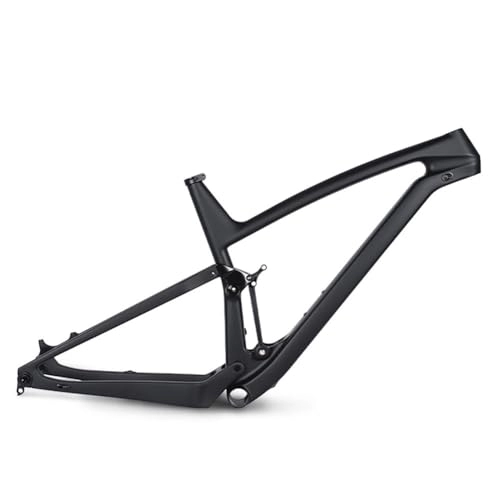 Mountain Bike Frames : ZFF 29er MTB Frame Carbon Fiber 15.5'' / 17.5'' / 19'' / 21'' Softtail Shock Absorber Mountain Bike Frame Travel 100mm Disc Brake Thru Axle 148 Boost (Color : Gloss Black, Size : 15.5'')