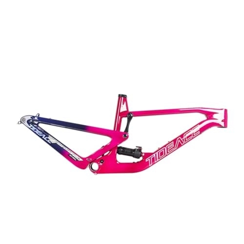 Mountain Bike Frames : ZFF 29er Softtail Mountain Bike Frame Carbon Fiber 16'' / 17.5'' / 19'' / 21'' High Strength AM MTB Frame Disc Brake Thru Axle 148 Boost (Color : Pink, Size : 16'')