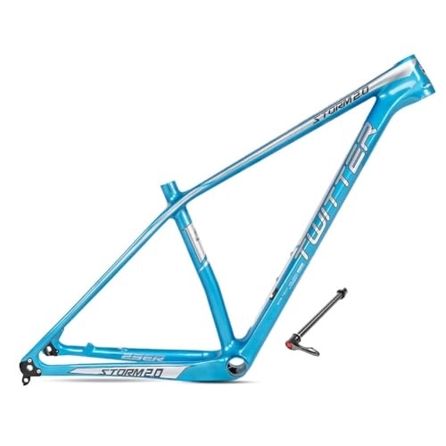 Mountain Bike Frames : ZFF Carbon Fiber Frame 15'' / 17'' / 19'' MTB Frame Thru Axle 12 * 142mm Disc Brake 27.5 29er Mountain Bike Frame XC Frame Internal Routing (Color : Blue, Size : 19'')