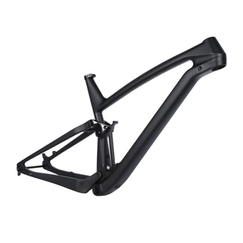 Mountain Bike Frames : ZFF Carbon Fiber Frame 15.5'' / 17.5'' / 19'' / 21'' Softtail Shock Absorber Mountain Bike Frame Travel 100mm 29er MTB Frame Disc Brake Thru Axle 148 Boost (Color : Gloss Black, Size : 15.5'')