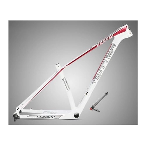 Mountain Bike Frames : ZFF Carbon Fiber MTB Frame 15'' / 17'' / 19'' 27.5 29er Mountain Bike Frame Thru Axle 12 * 142mm Disc Brake XC Frame Lightweight Internal Routing (Color : White Red, Size : 27.5 * 15'')