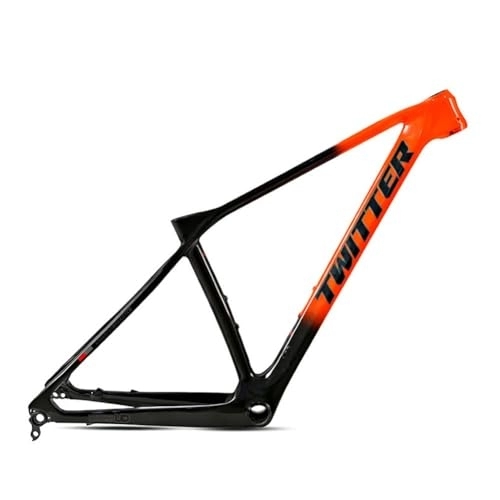 Mountain Bike Frames : ZFF MTB Frame Carbon Fiber 15'' / 17'' / 19'' Hardtail Mountain Bike Frame Thru Axle 12 * 142mm Disc Brake 27.5 29er XC Frame Internal Routing (Color : Black orange, Size : 17'')