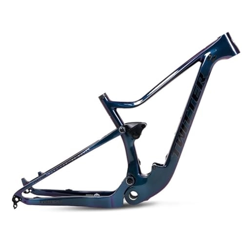 Mountain Bike Frames : ZFF Softtail Mountain Bike Frame Carbon Fiber 15'' / 17'' / 19'' MTB Frame Dual Suspension Thru Axle 12 * 148mm Boost Disc Brake XC AM Frame Internal Routing For 27.5 29er Wheels (Color : A, Size : 15'')