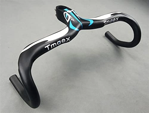 Mountain Bike Handlebar : AYKONG Sturdy Mountain Bike Handlebar Carbon handlebar integrated bicycle handlebar with carbon rod reach 75MM drop 130MM 400 / 420 / 440 * 90 / 100 / 110 / 120MM (Color : Blue 90x400mm)