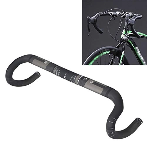 Mountain Bike Handlebar : Bicycle pedal Full Carbon Fiber Road Bike Bent Handlebar Groove Outside Line Handle / Size: 400mm (UD Black)