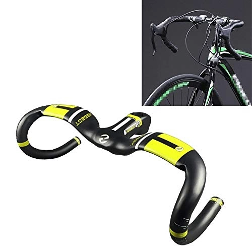 Mountain Bike Handlebar : Bicycle pedal UD Carbon Fiber Ultralight Road Bike Handlebar / Size: 400x100mm(Grey) (Color : Yellow)
