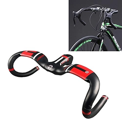 Mountain Bike Handlebar : Bicycle pedal UD Carbon Fiber Ultralight Road Bike Handlebar / Size: 400x110mm(Grey) (Color : Red)