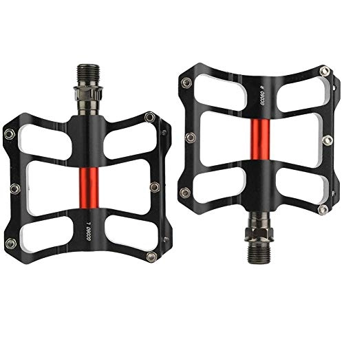 Mountain Bike Pedal : ? ? ?Bicycle & Bicycle Pedal, One Pair Aluminium Alloy Mountain Road Bike Lightweight Pedals, Red Black / Black red Bicycle Replacement(Black)