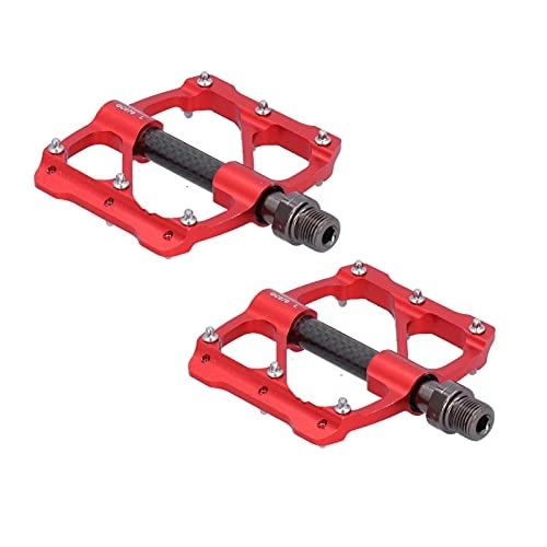 Mountain Bike Pedal : 01 02 015 Mountain Bike Pedals, Durable CNC Aluminum Alloy Wear Resistant Bike Pedals Labor Saving with Anti Slip Nails for Road Mountain Bike for Bicycle Maintenance(red)