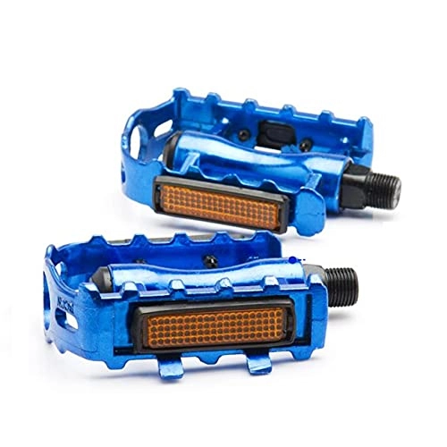 Mountain Bike Pedal : 1 Pair Aluminium Alloy Bicycle Pedals With Reflective Strip Non- Slip Scratch- resistant Wear- resistant Not Easy To Fade Suitable For Mountain Bikes Road Bikes Etc bicycle pedals (Color : Blue)