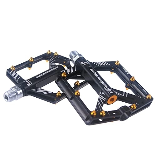 Mountain Bike Pedal : 1 Pair Aluminum Alloy Bicycle Palin Pedal Ultralight 4-Bearing Anti-Slip Pedals with S1 Nail for Mountain Bike, Road Bike, Black