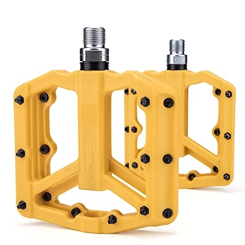 Mountain Bike Pedal : 1 Pair Aluminum Alloy Bike Pedal Universal Mountain Road Bicycle Flat Pedal Fits Most Adult Bikes & MTB Bicycles, Yellow
