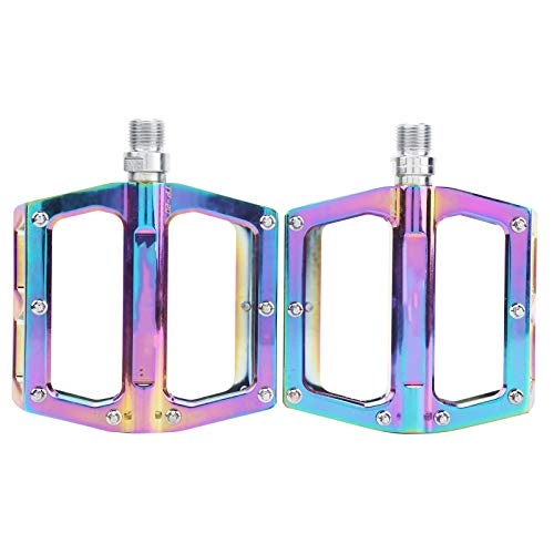 Mountain Bike Pedal : 1 Pair Bicycle Pedals Anti Slip Durable Mountain Bike Flat Pedals Aluminum Alloy Electroplated Colorful Pedals for Mountain Bikes